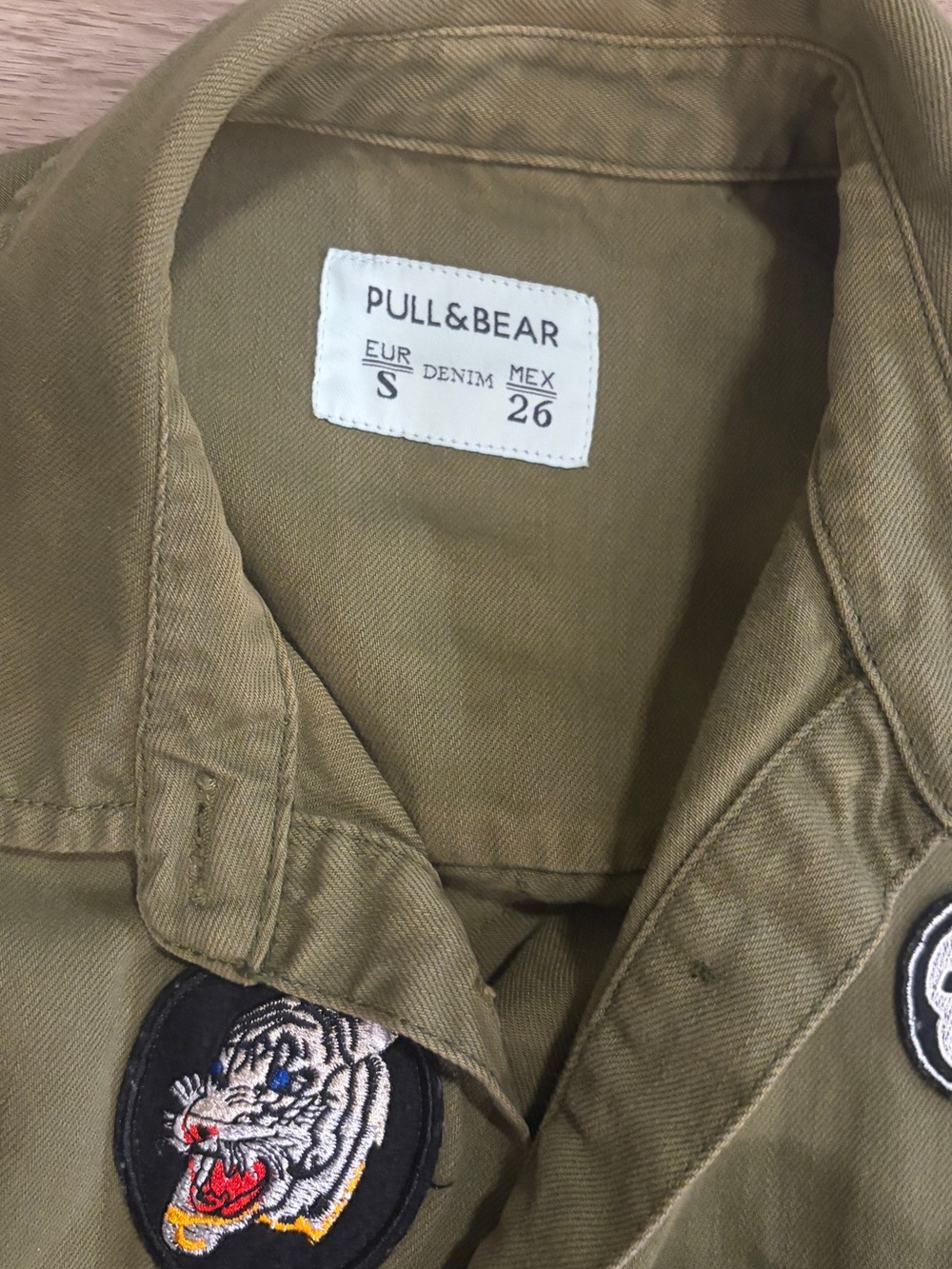 Pull&Bear Olive Green Patchwork Military Jacket - Picture 4 of 7